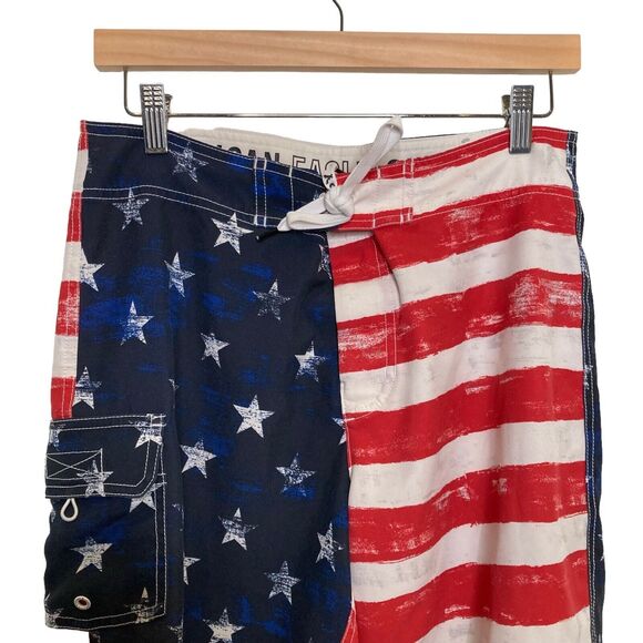 American Eagle Outfitters Men's Size S Board Shorts Swim Trunks 4TH of July Flag - Picture 4 of 12